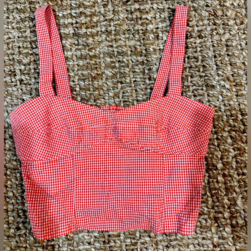 Zara orange gingham crop top  camisole sz XS summer